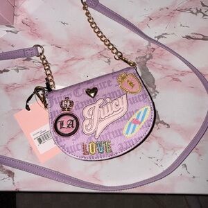 Juicy Couture Run World Mini Rounded Flap Bifold Patchwork Logo Crossbody Bag